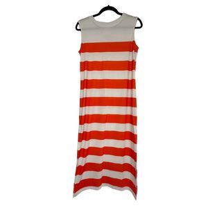 Camisa Womens Crew Neck Sleeveless Red & White Long Top Size S
